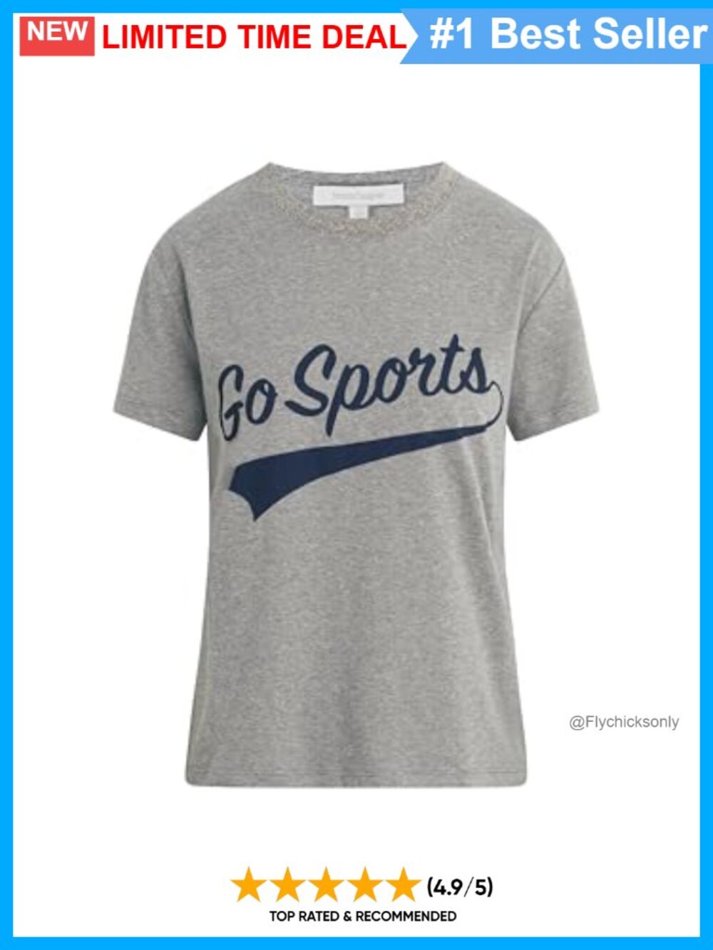 Favorite Daughter Go Sports Tee Cotton Blend Relaxed Fit Crew Neck Short Sleeve